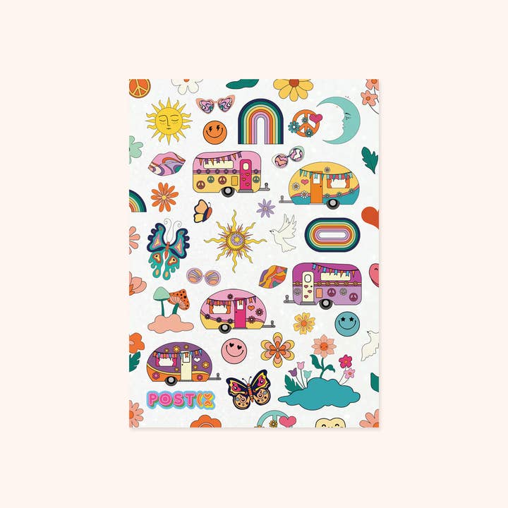 Postix Sticker Club US - Wholesale Sticker - Hippy Trip Glitter Sticker Sheet