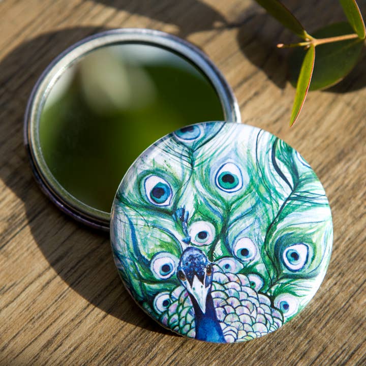 Espejo compacto Inky Peacock Pocket para venta al por mayor de Kate Moby