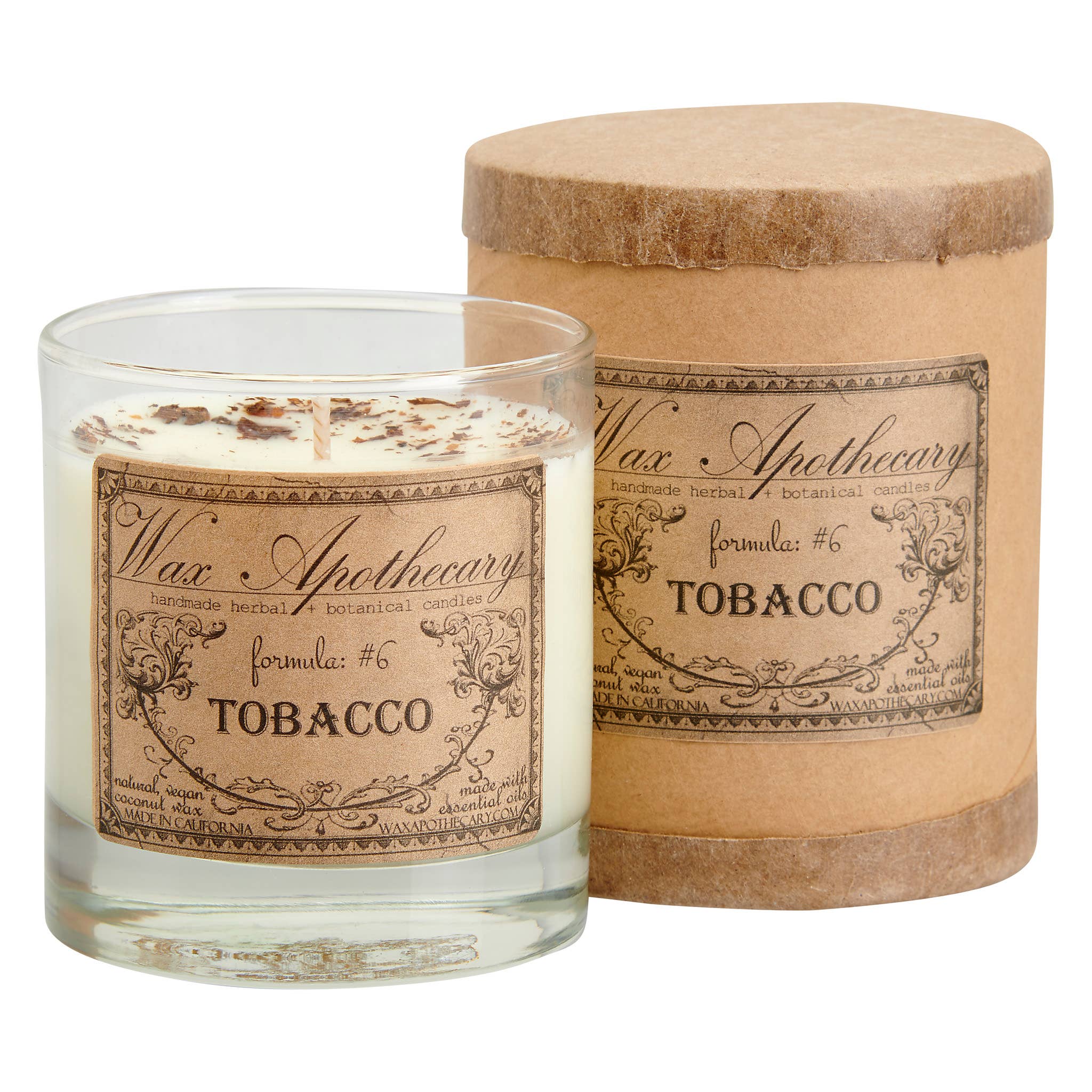 Wax Apothecary - Wholesale Jar/Filled Candle - Tobacco Botanical Candle in Scotch Glass with Gift Box 7oz3