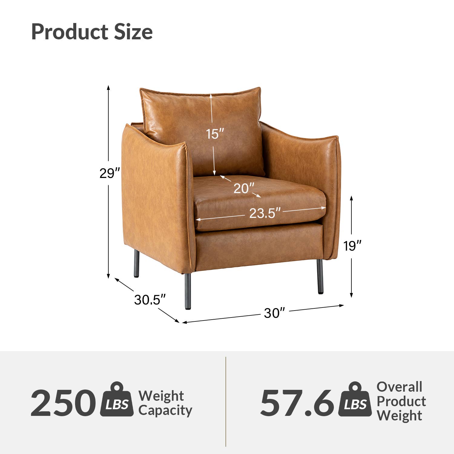 Karat Home - Wholesale Chair - Georges Vegan Leather Armchair5