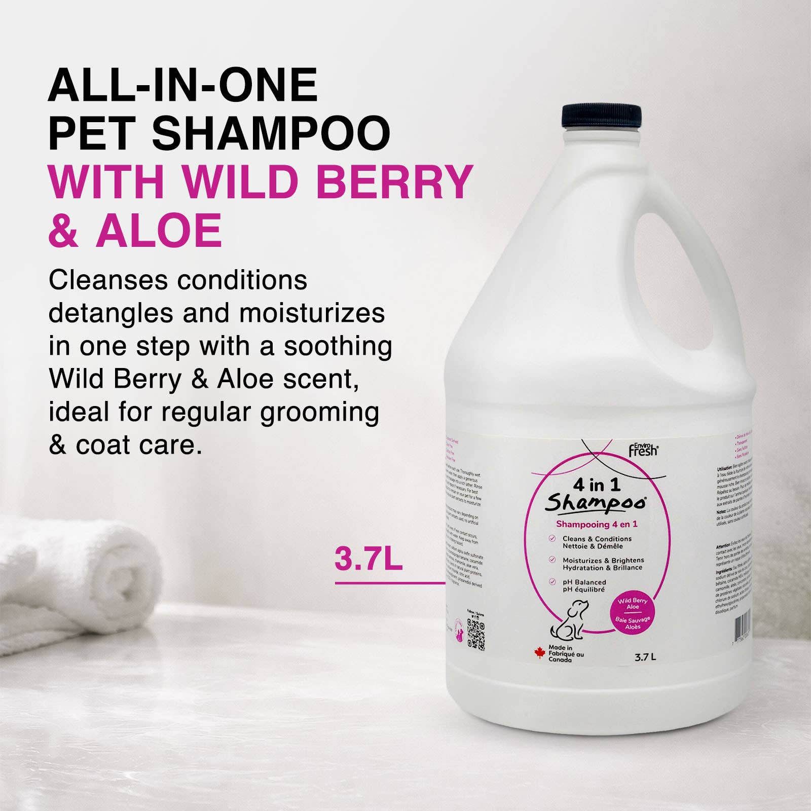 Enviro Fresh - Wholesale Hondenshampoo - Hond - Hondenshampoo 4 in 1, Wilde Bessen Aloë Geur 3,7L1