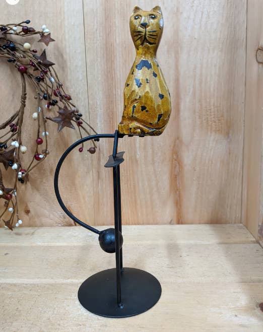 Green Pastures Wholesale - Wholesale Decorative Tabletop Object - Balance Toys - 10'' Wooden Cat