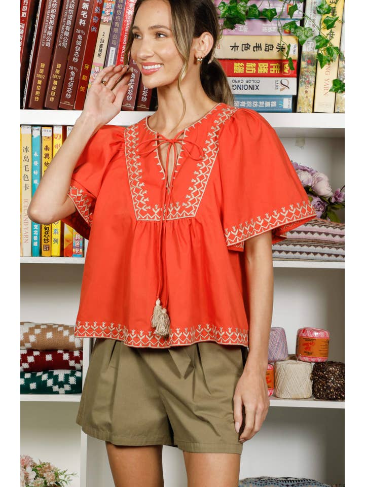 Vine & Love - Vente Chemisier – femme - Blouse blanche brodée à col noué, style bohème24