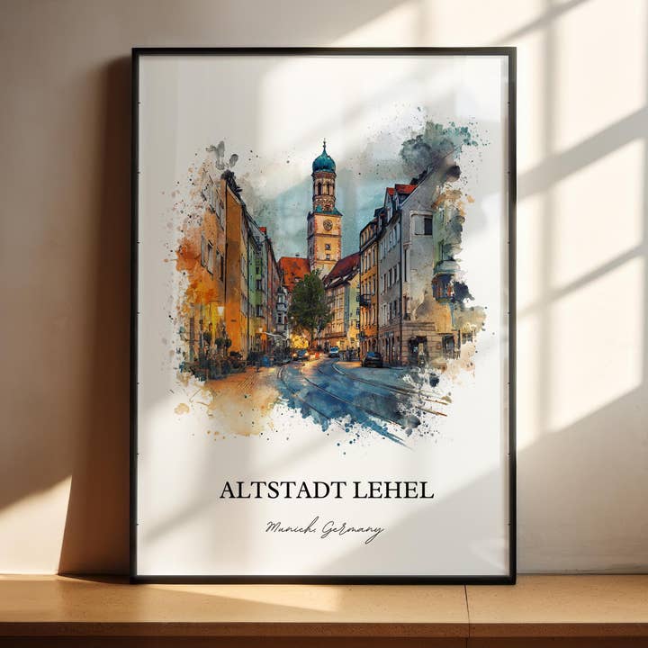 Altstadt Lehel Wall Art, Munich Print, Munich Watercolor Art, Munich Germany Gift, Altstadt Lehel Print, Travel Poster, Housewarming Gift for wholesale by Premium Travel Art