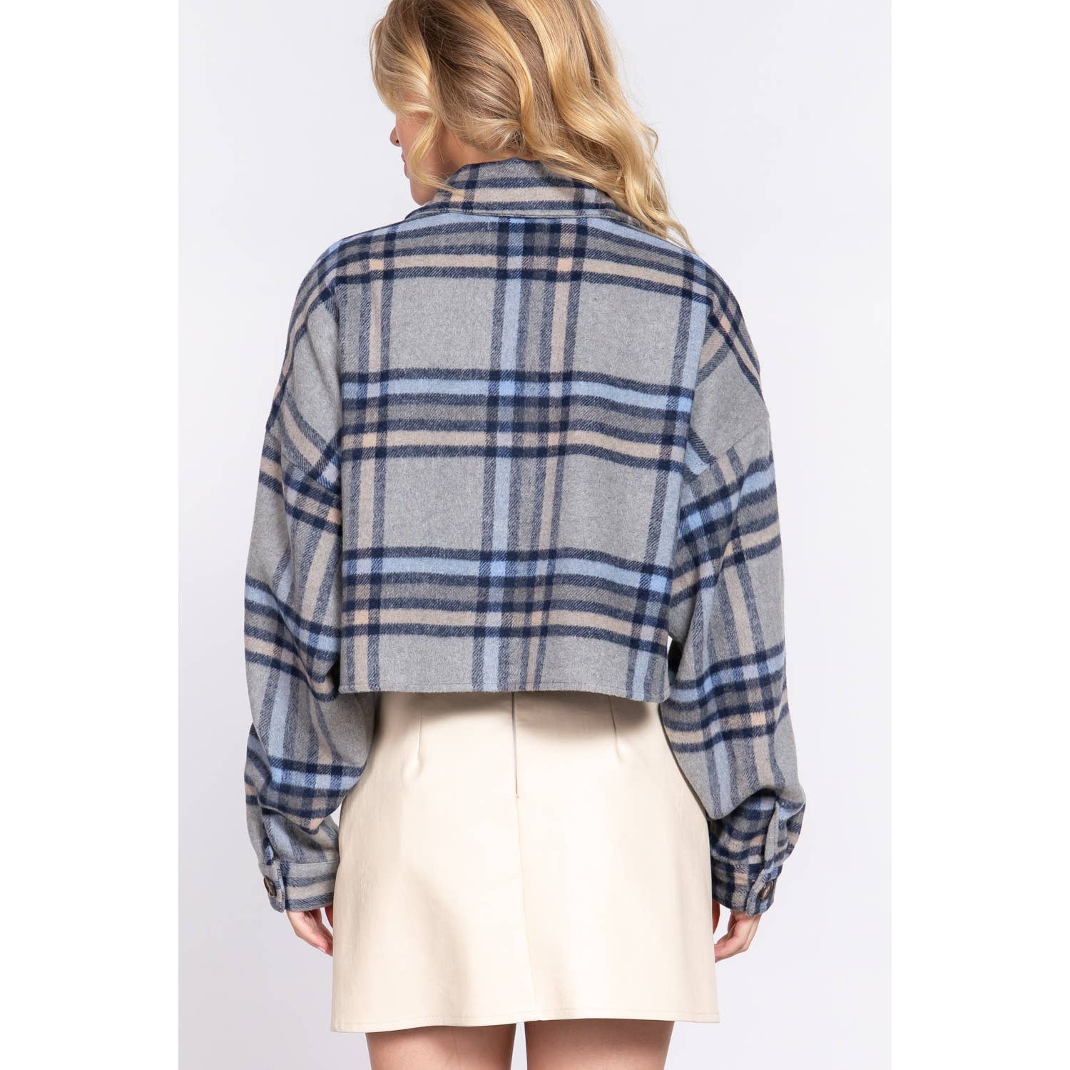 Paperdoll - Venta al por mayor Chaqueta - Mujer - CHAQUETA CORTA HOLGADA DE LANA A CUADROS2