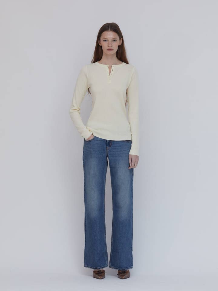 Ribbed Henley Cream for wholesale by ONE DNA