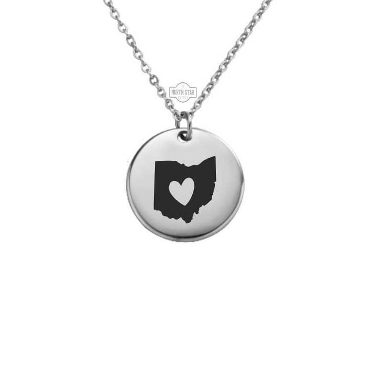 Ohio State Outline Charm Necklace - Personalized Jewelry for wholesale by North Star Rustics Too