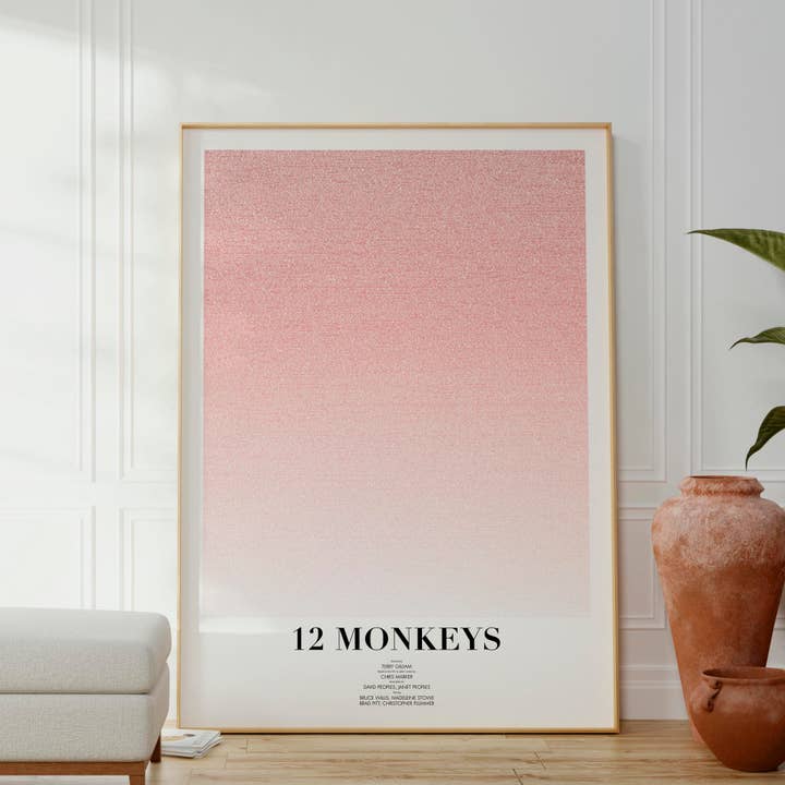 Locandina del film con sceneggiatura di 12 scimmie | Stampa artistica sfumata per la vendita all'ingrosso da parte di Fade Out Prints