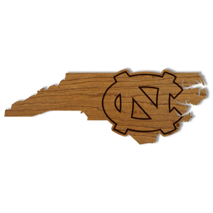 University of North Carolina Interlocked NC on State Wall Hanging – Crafted from Cherry and Maple Wood - UNC Tarheels for wholesale by LazerEdge