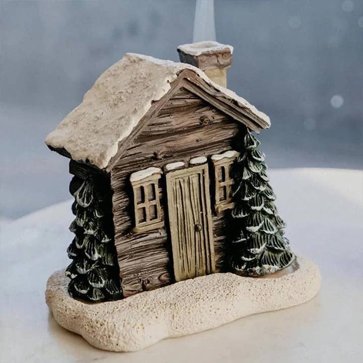 Delmar Decor - Wholesale Incense Holder - Christmas cottage incense burner - Log cabin 3