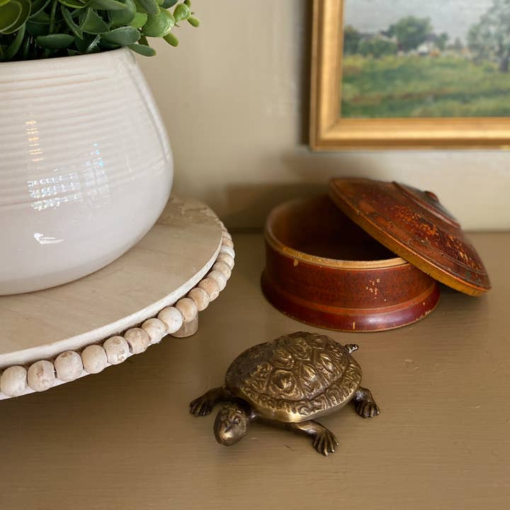 Madison Bay Co. - Historical Home Decor Reproductions - Wholesale Jewelry Box/Organizer - 4-1/4" Antiqued Solid Brass Turtle Box Tabletop Desk Decor