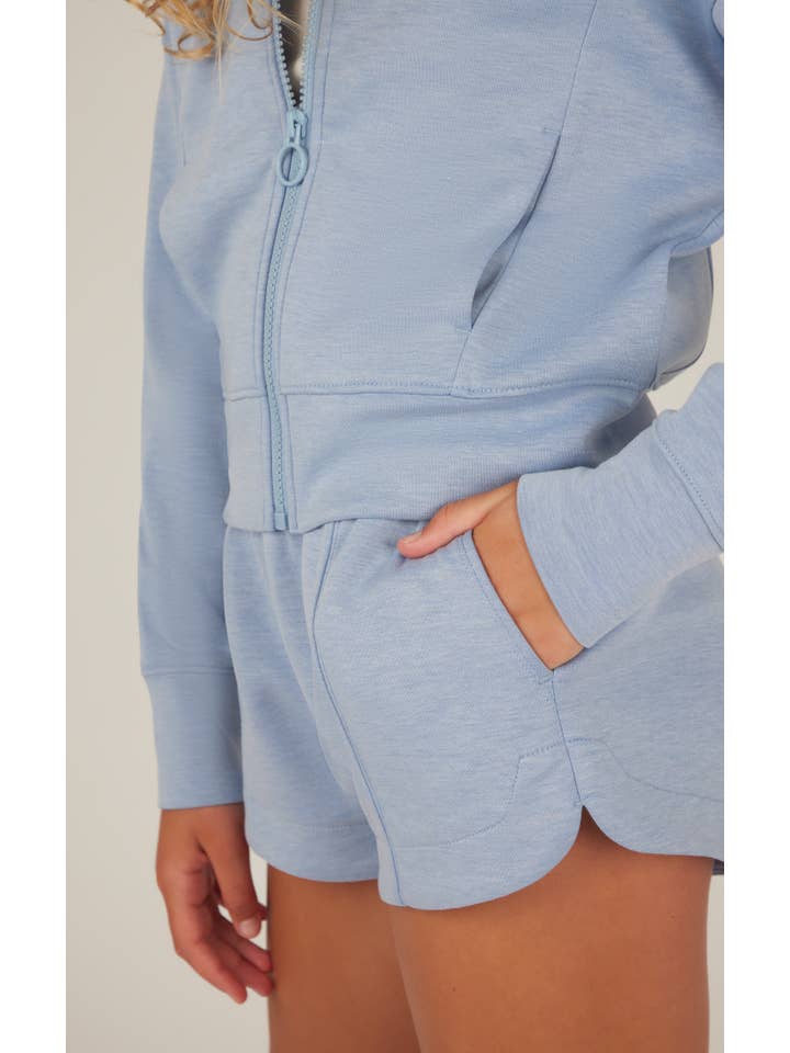 90 Degree by Reflex - Wholesale Top & Pant Set - Kids - Girls Scuba Jacket, Rib Tank, Short - 3 pc SET