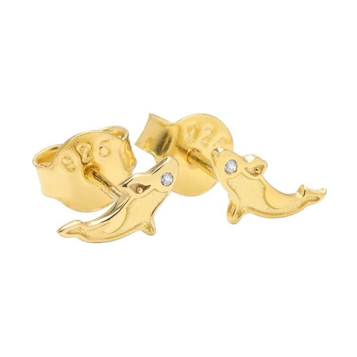 Orecchini a Perno in Argento con Orca Placcati in Oro 18k Gioielli con Moissanite per la vendita all'ingrosso da parte di Jay Jools