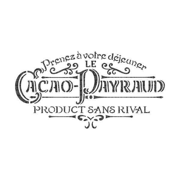 Estêncil vintage de chocolate francês Cacao Payraud por atacado de The Stencil Studio