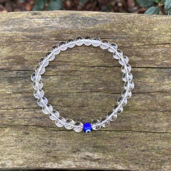 Boutique Bohème – Engroshandel Perlearmbånd – Nazar Boncuk Rock Crystal og tyrkisk øje litoterapi elastisk armbånd
