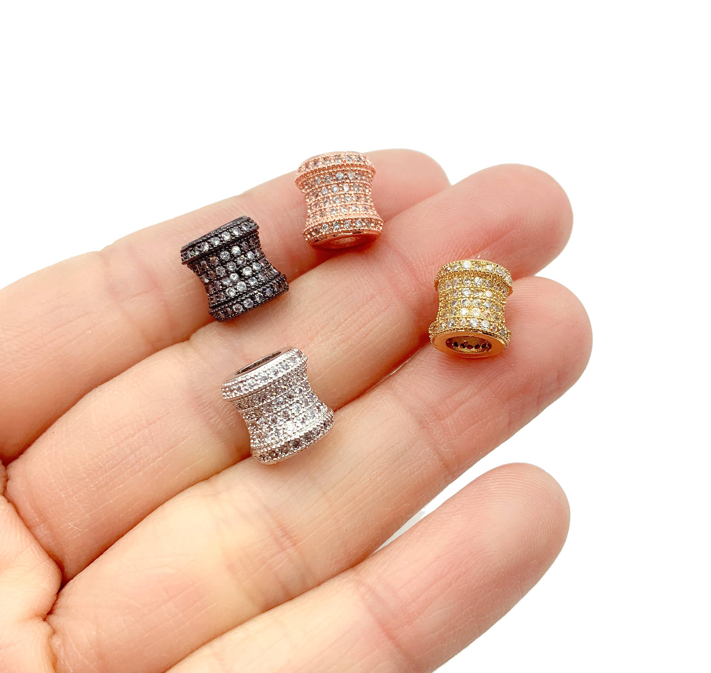 Beads Creation - Vente Perle - Perles d'espacement en tube cylindrique à grands trous remplies d'or, BD6951