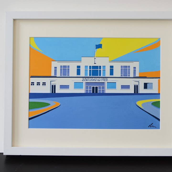 Molen Front (Southwold Pier) Monteret tryk for engroshandel hos Rebecca Pymar