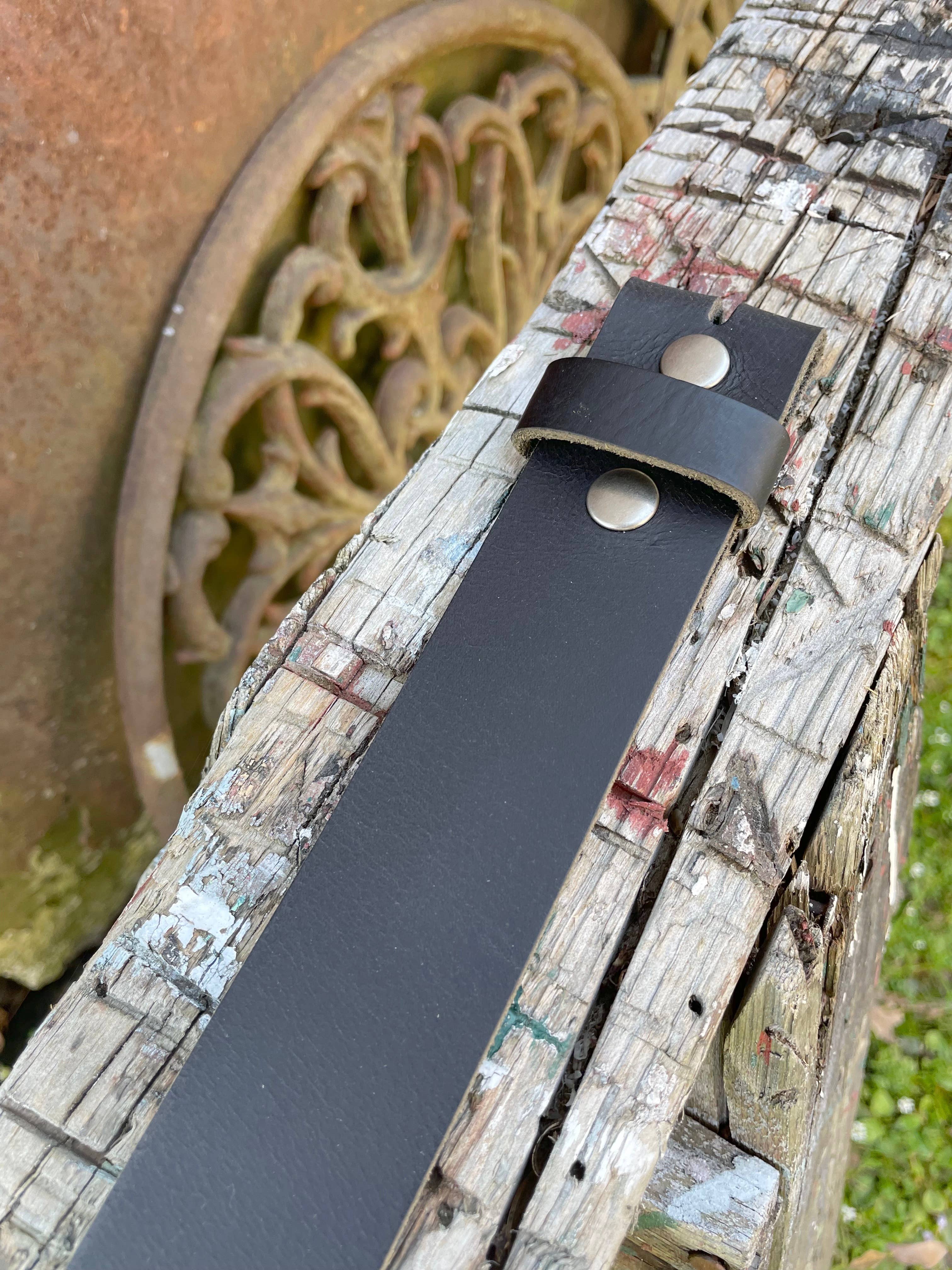 Black leather belt strap - matte, texture, for belt buckle for wholesale on Faire2