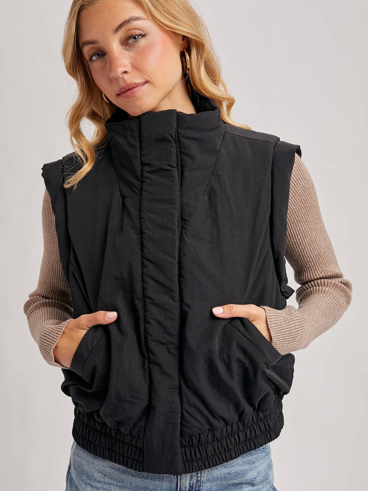 Bluivy - Wholesale Outerwear Vest - Women's - BOMBER STYLE PUFFER VEST WITH POCKETS20