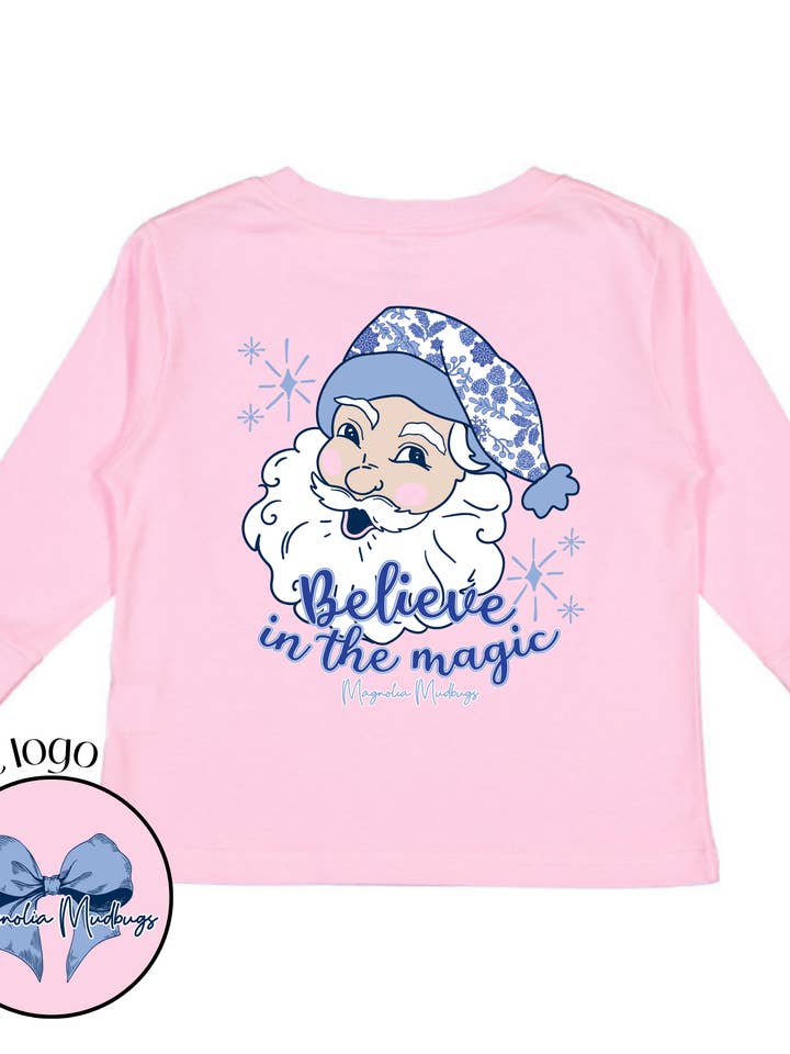 Magnolia Mudbugs - Wholesale Screen Printed T-Shirt - Kids - Toile Preppy Santa Kids T-Shirt | Christmas