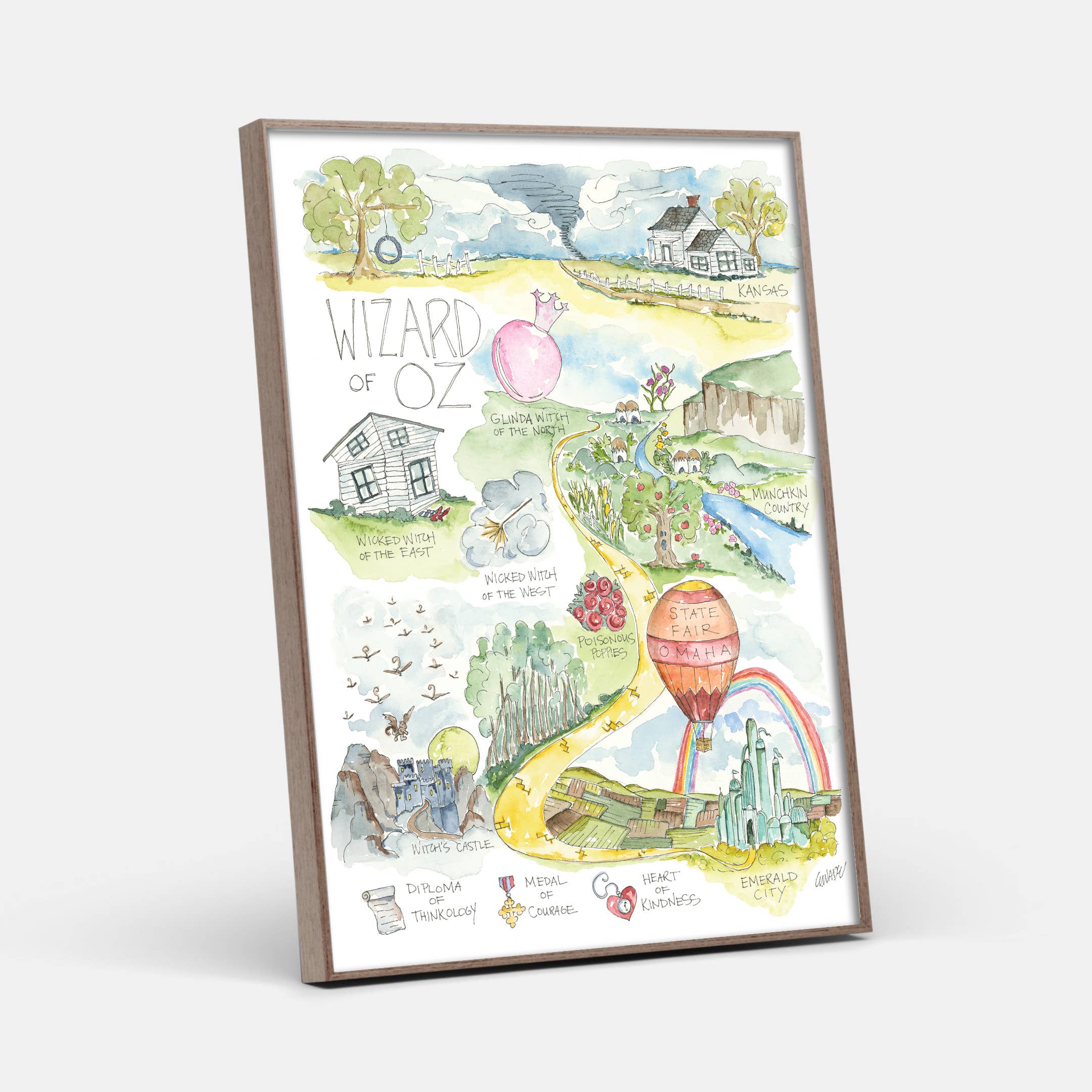 Elizabeth Wade Studio - Wholesale Art Print - Wizard of Oz Watercolor Story Map Art Print1