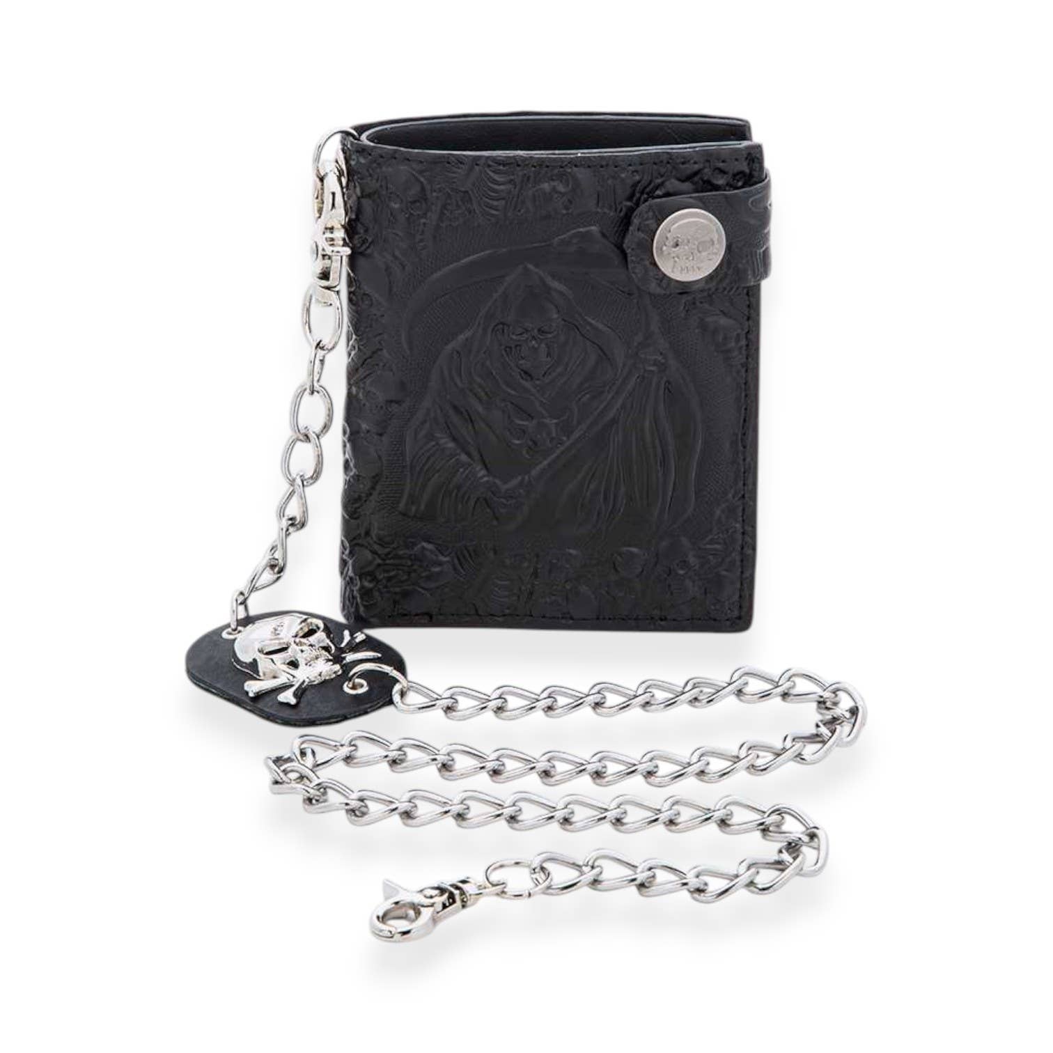 Svart Präglad Skull Biker Chain Plånbok för wholesale på Faire0