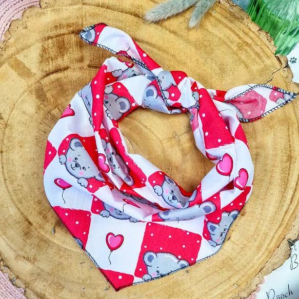 Pink Love Bug Bear Dog Bandana - Handmade (Valentines 2026) for wholesale by Pet Pooch Boutique