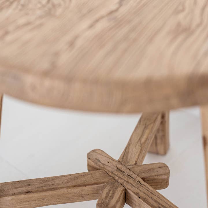 Luxe B Co - Wholesale Side Table - Round Reclaimed Elm Wood Coffee Side Table1