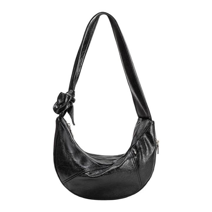 Bambi Black Vegan Leather Shoulder Bag for wholesale by Melie Bianco