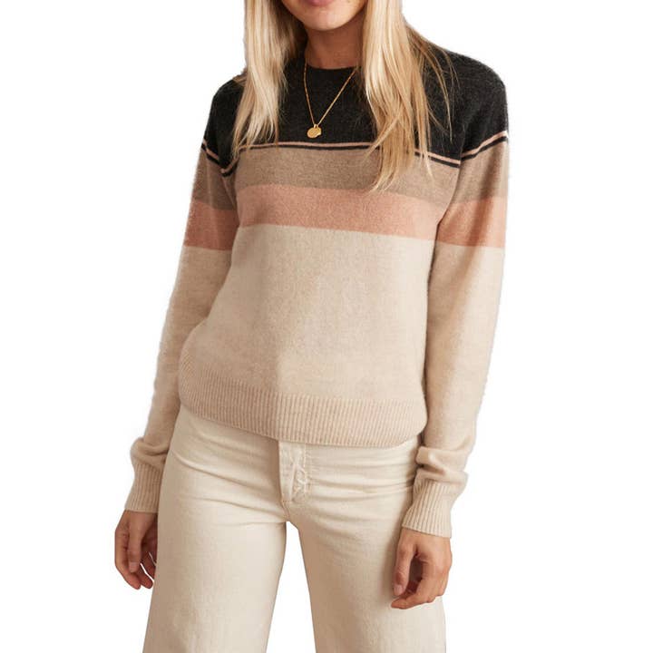 Stripe Cashmere Crewneck Sweater for wholesale by Khangri Textiles