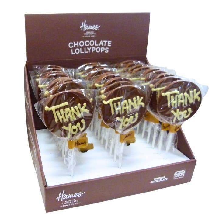 Sentiment Milk Lollipop Thank You for wholesale by Hames Chocolates