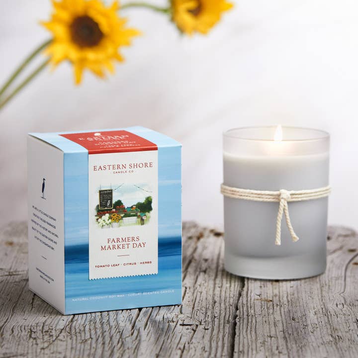 Farmers Market Day - Sweet Basil, Mint & Tomato Leaf for wholesale by Eastern Shore Candle Co
