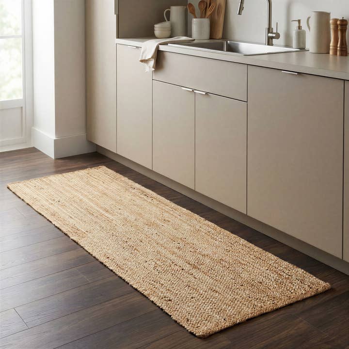· REDEARTH · Rektangulært Område Tæppe - 2'x6' Flettet Naturlig Jute med Skridsikker Bagside - Håndvævet Boho Tæppe til Soveværelse, Køkken, Stue - Landlig Æstetisk Hjemmedekoration - Holdbart Håndlavet Tæppe for engroshandel hos REDEARTH