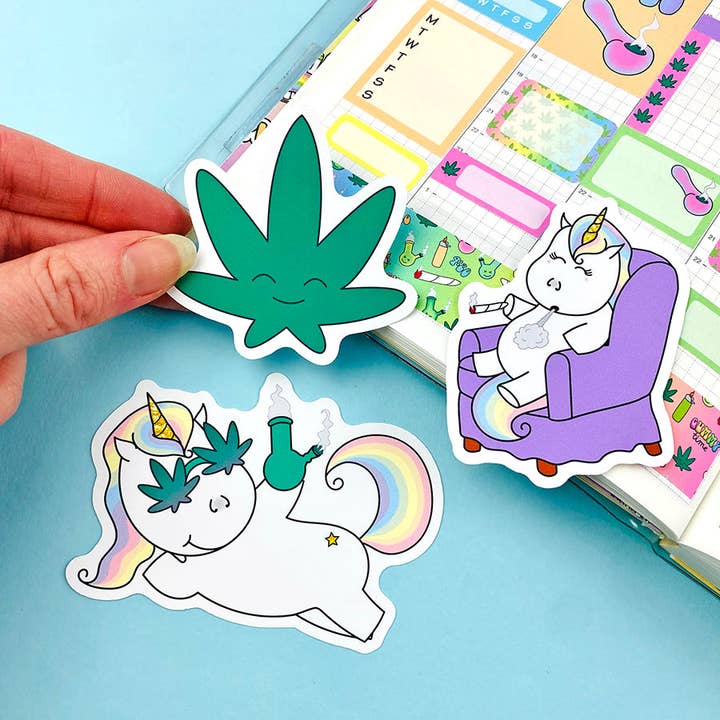 Collection de stickers découpés en forme d'étoile 420 pour la vente par Shine Sticker Studio