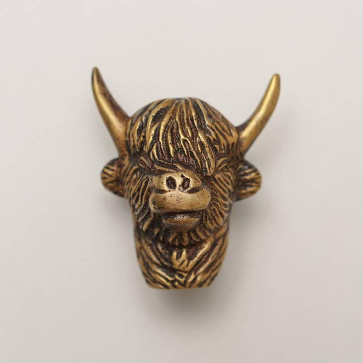 Brass bee – wholesale Knob/pull – Highland Cow Drawer Cabinet Knob - Heritage Finish2