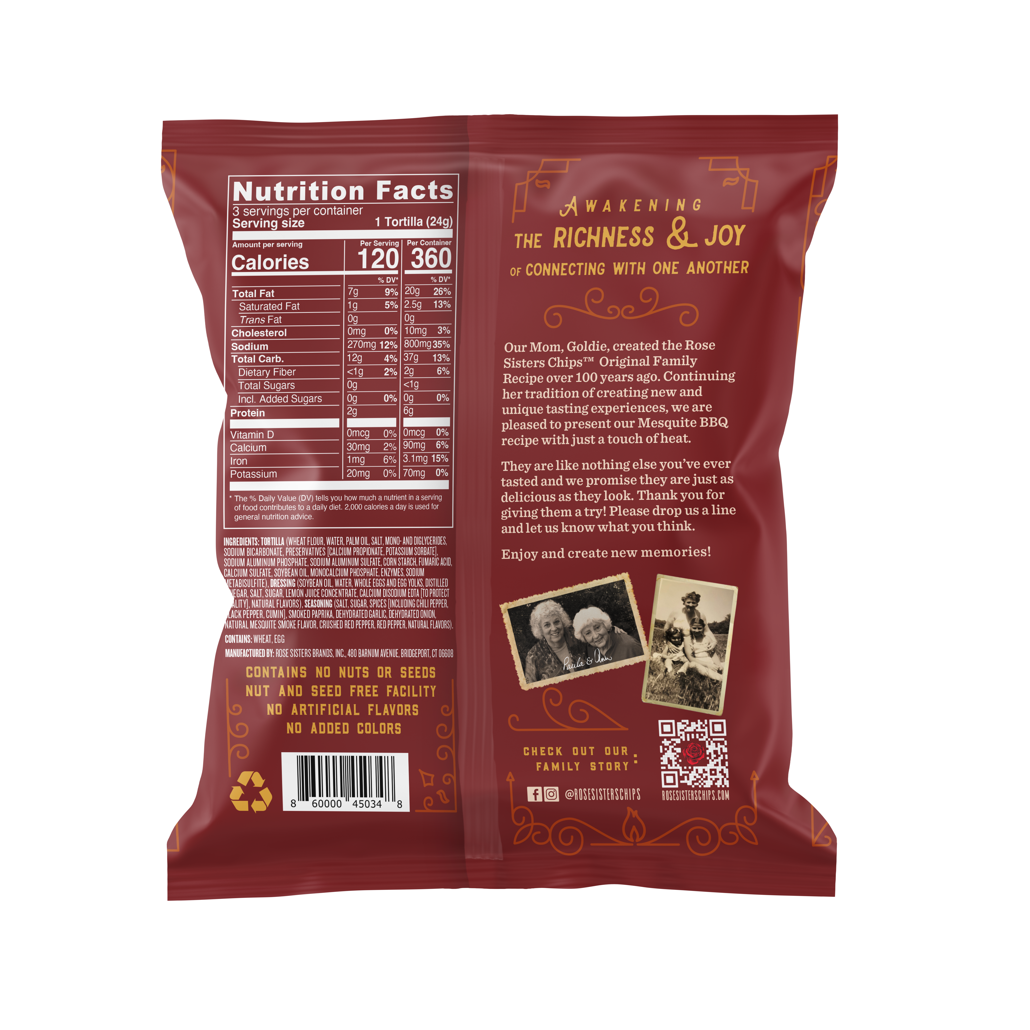 Rose Sisters Chips - Wholesale Chips - Mesquite BBQ w/Heat Baked Flour Tortilla Chips -Single Serve1