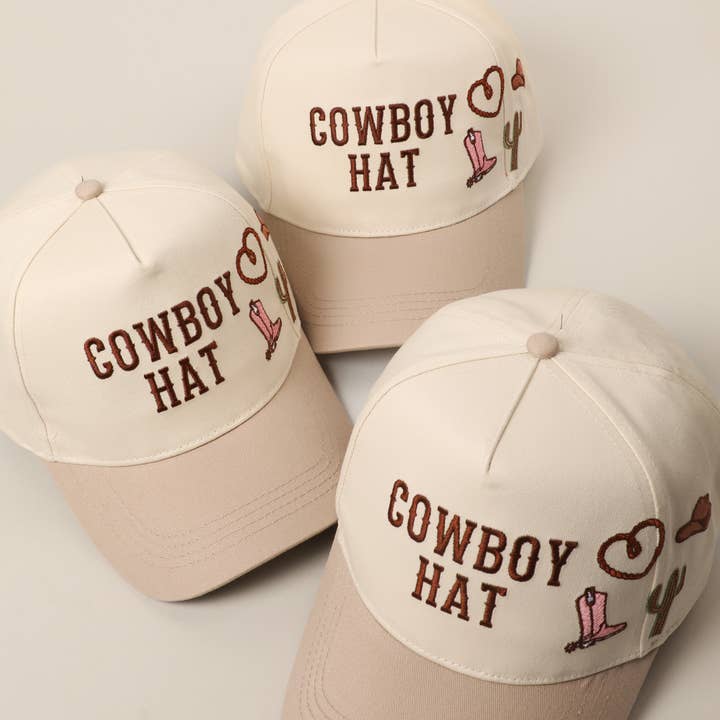Beige Cowboyhat Kaktus Hjerte Broderi Truckerhat for engroshandel på Faire