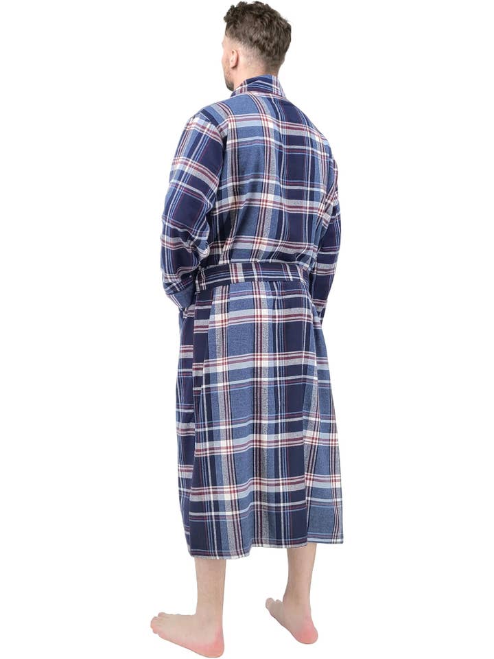 I-Wear Brands - Vendita all'ingrosso Vestaglia - Uomo - Vestaglia lunga da uomo in flanella di cotone, confezione da 2