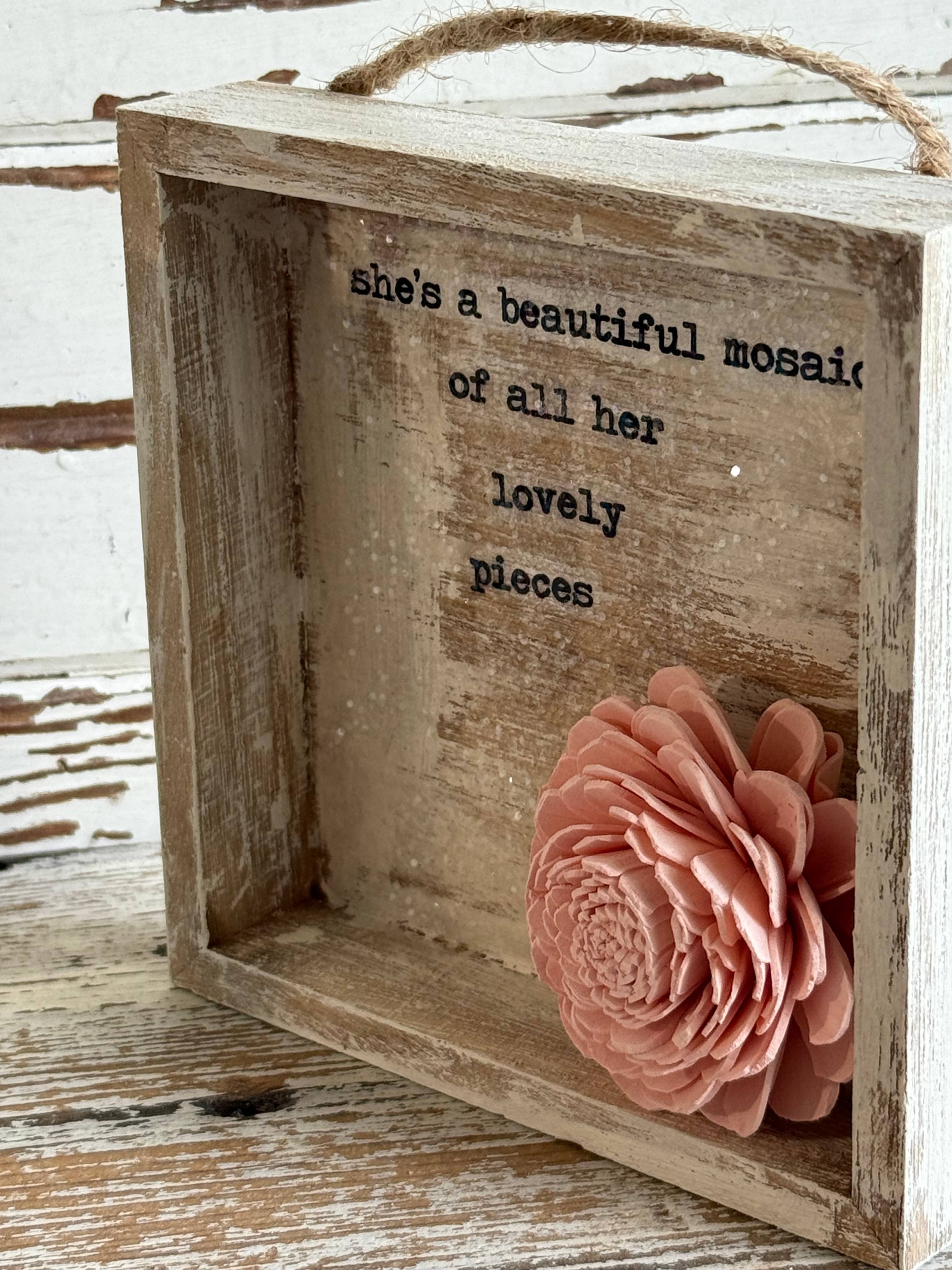 UnfiniSHEd - Wholesale Sign - Floral Wood Shadowbox – Choose Saying and Flower color 5