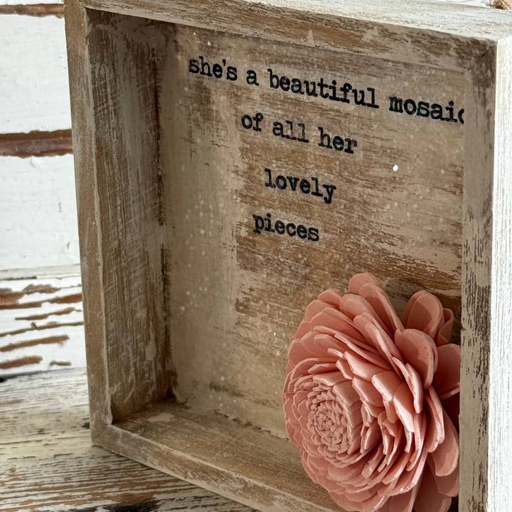 UnfiniSHEd - Wholesale Sign - Floral Wood Shadowbox – Choose Saying and Flower color 5
