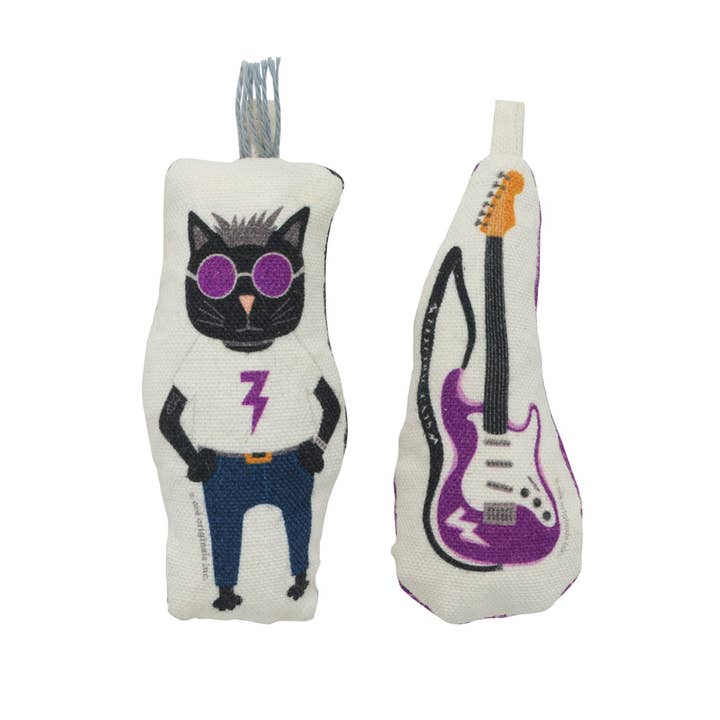 Go Kitty Go Cat Toy Set | Rock Star Cat & Guitar for wholesale by Speckle and Spot by Ore’ Originals