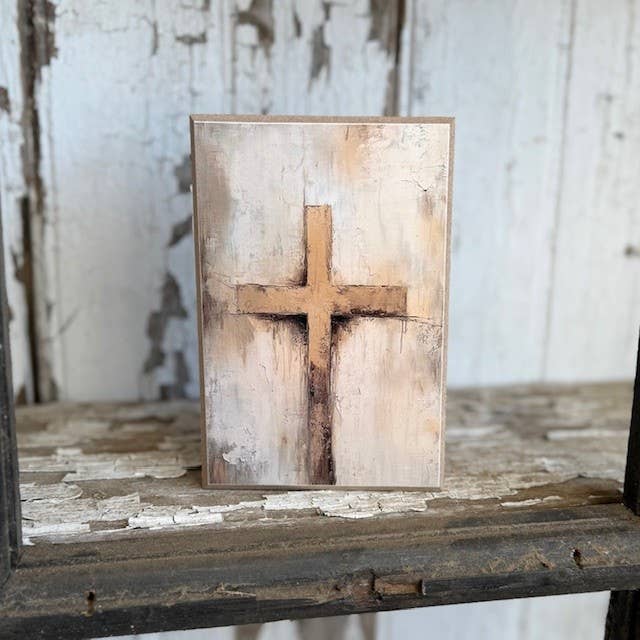 JanMichaels Art & Home - Wholesale Sign - HMK860B Painted Cross Block