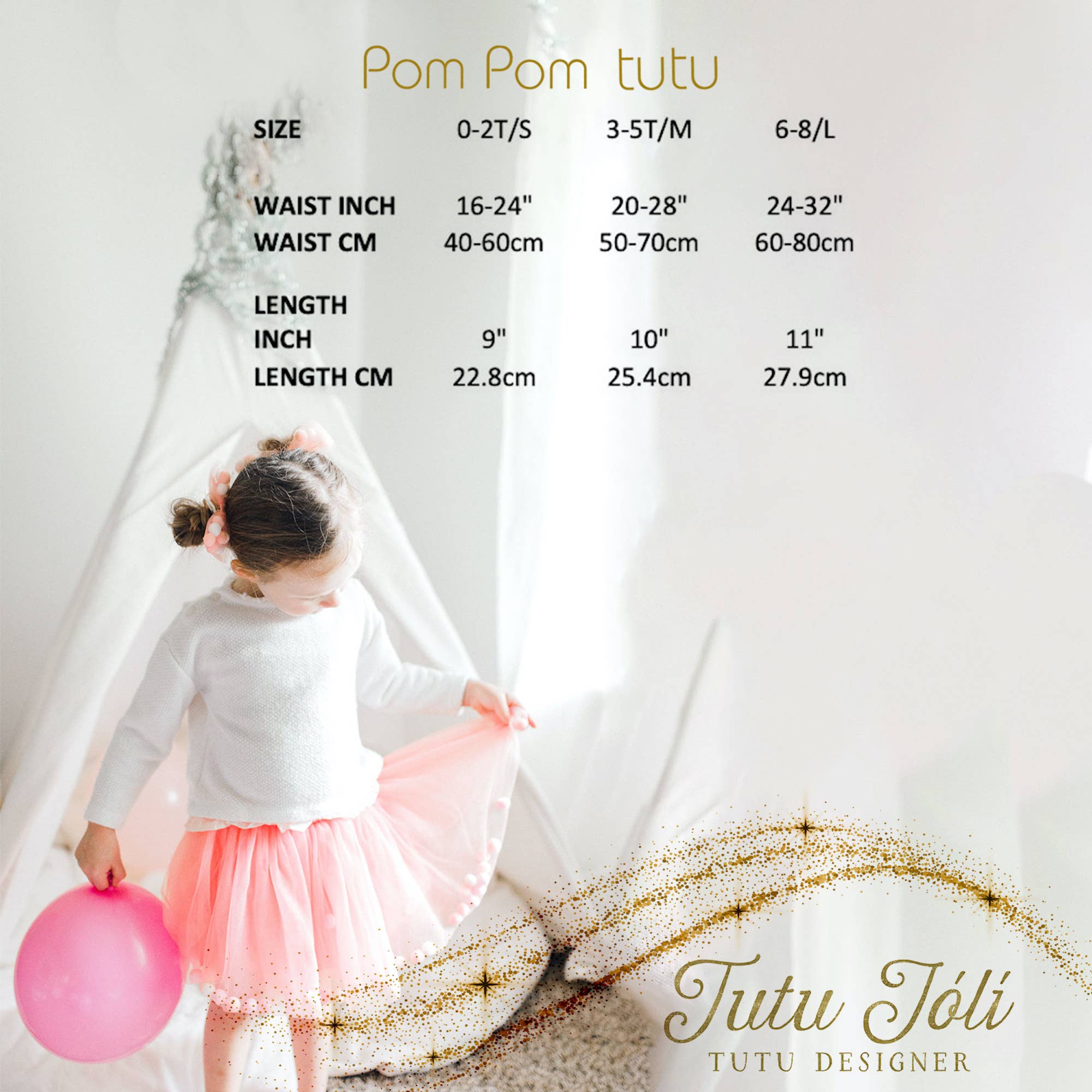 Tutu Joli LLC – wholesale Tutu - Barn – Tutu kjol | Pom Pom Tutu & Bow Hair Slips 2PC Set | Alla färger23