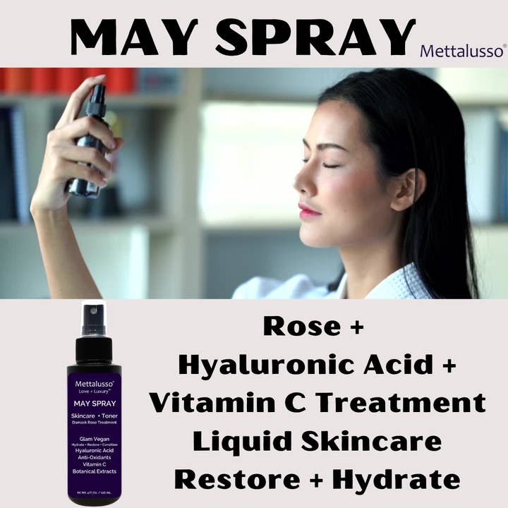 Mettalusso Inc - Wholesale Face & Body Mist/Water - MAY SPRAY Vegan Botanical Hyaluronic Acid Skincare Toner7