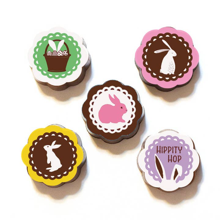 Suivez le lapin ! - Caramels enrobés de chocolat - Boîte de 5 pour la vente par Chouquette