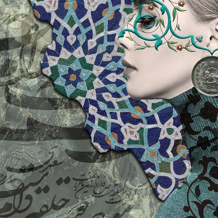 Artorang – Impressão artística por atacado – Into My Heart, Arte de parede persa com caligrafia persa e mapa do Irã2