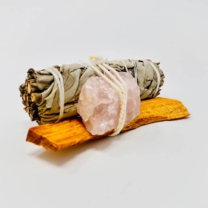 rose quartz cleansing trio for wholesale by RAW SPIRIT NYC