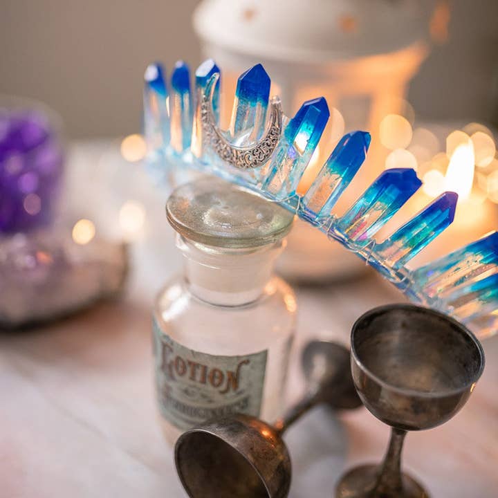 Costurero Real - Wholesale Tiara - Women's - Blue Crystal Quartz Resin Crown Tiara Headpiece Magical