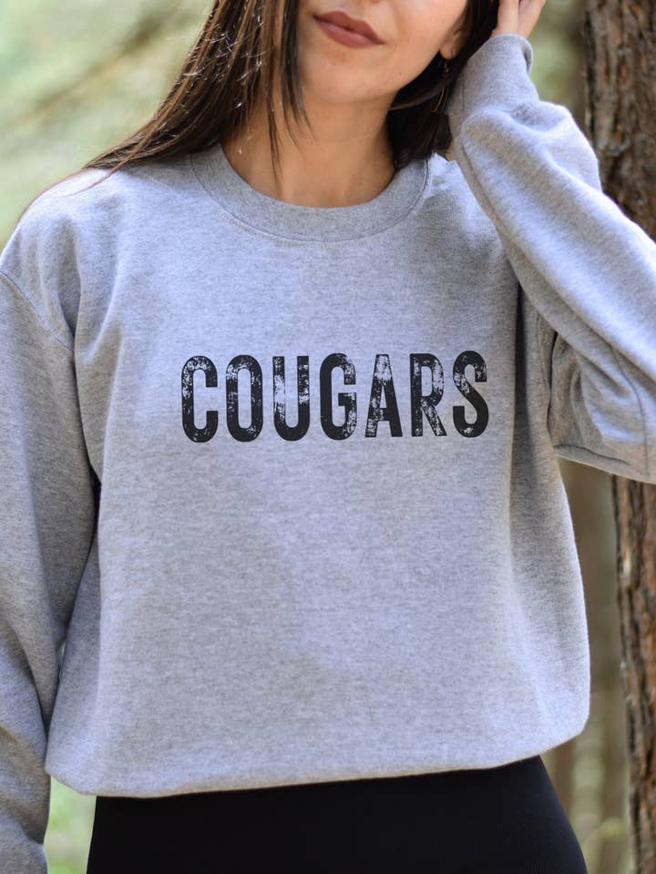 Sweatshirt met grafische mascotte van Cougars voor wholesale door Fan Gear Central