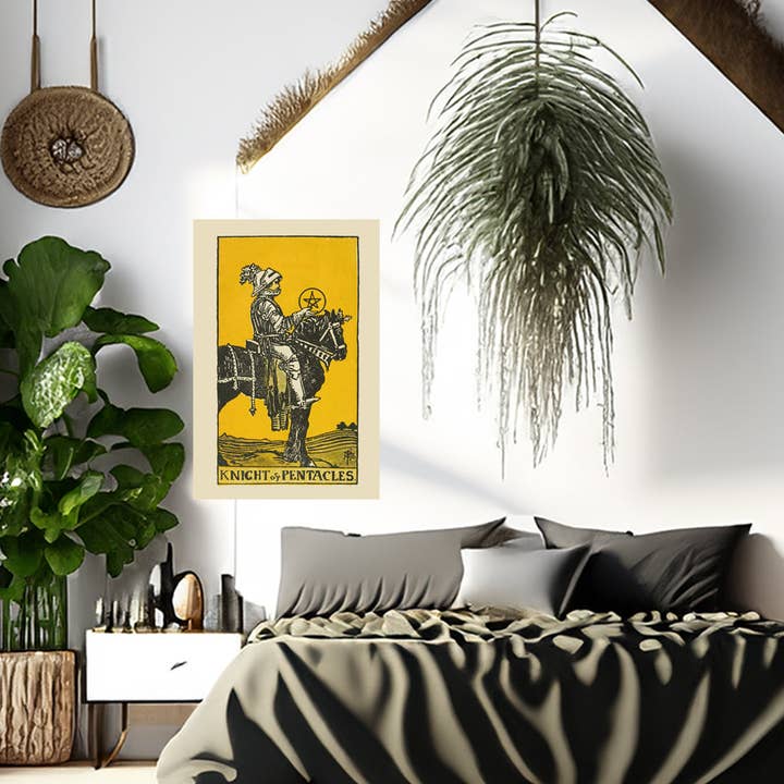 Knight Of Pentacles Canvas Print - Tarot Card Art for Home or Office - Apothecary Decor for wholesale by Print Pothecary